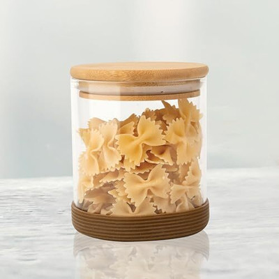 Femora Glass Grocery Container  - 600 ml(Clear)