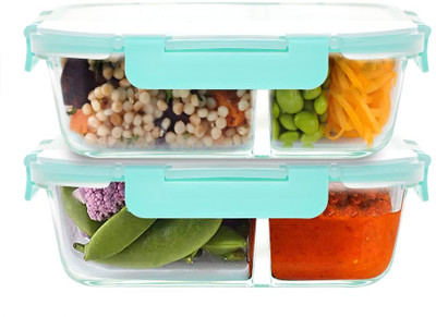 Flipkart SmartBuy Glass Utility Container  - 1520 ml(Pack of 2, Blue)