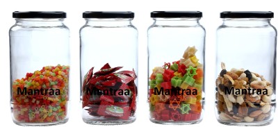 MANTRAA SALES Glass Grocery Container  - 1000 ml(Pack of 4, Clear)