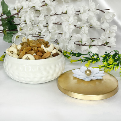 Diwam handicrafts Iron Tea Coffee & Sugar Container  - 950 g(White)