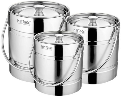 Mintage Steel Utility Container  - 1.5 L, 2 L, 2.5 L(Pack of 3, Silver)