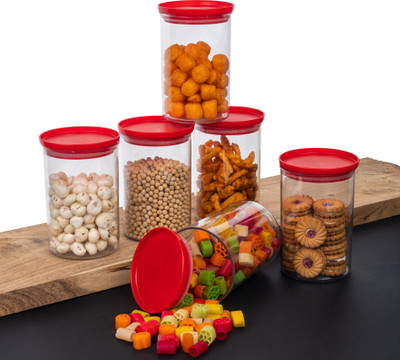 Flipkart SmartBuy Plastic Grocery Container  - 900 ml(Pack of 6, Red)