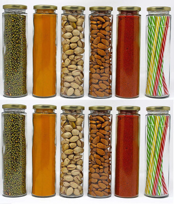 RUTVIHK Glass Tea Coffee & Sugar Container  - 350 ml(Pack of 12, Clear)