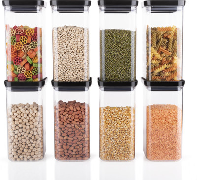 Ecodex Plastic Grocery Container  - 1500 ml(Pack of 8, Black)