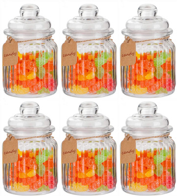 Avastro Glass Cookie Jar  - 350 ml(Pack of 6, Clear)