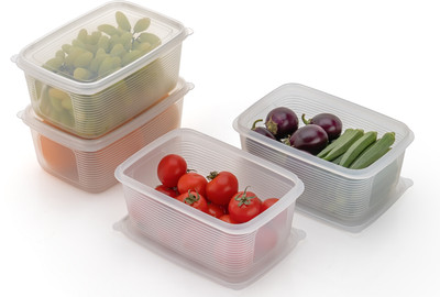 busaji enterprise Plastic Fridge Container  - 1800 ml(Pack of 4, Clear)