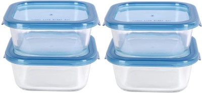 Flipkart SmartBuy Glass Grocery Container  - 350 ml(Pack of 4, Blue, Clear)
