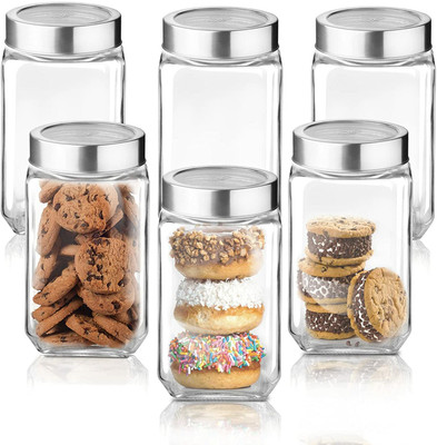 VERPHX Glass Grocery Container  - 1000(Pack of 6, Clear)