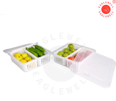EagleWell Plastic Fridge Container  - 2600 ml(Pack of 2, Clear)