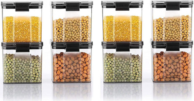 RDKITCHENWERE Plastic Grocery Container  - 700 ml(Pack of 8, Black)