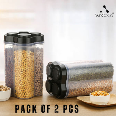 WeCoCo Plastic, Polypropylene Grocery Container  - 2500 ml(Pack of 2, Black)