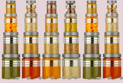 Ecodex Plastic Grocery Container  - 1200 ml(Pack of 16, Silver)