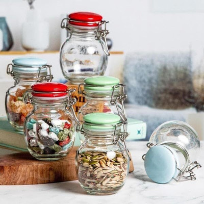 Avastro Glass Tea Coffee & Sugar Container  - 120 ml(Pack of 6, Clear)