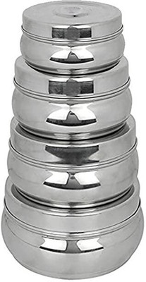 RBGIIT Steel Utility Container  - 200 ml, 300 ml, 450 ml, 700 ml(Pack of 4, Silver)