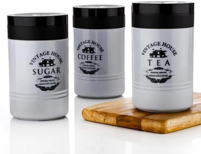 IDEAL PRIME Plastic Tea Coffee & Sugar Container  - 800 ml(Pack of 3, Grey)