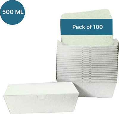 Kaagat Paper Utility Container  - 500 ml(Pack of 100, White)
