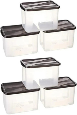 KDZONE Plastic Grocery Container  - 2000 ml(Pack of 6, Clear)