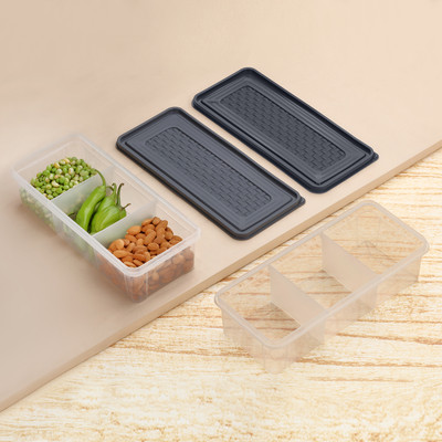 MAGICSPOON Polypropylene Fridge Container  - 1900 ml(Pack of 2, Grey)