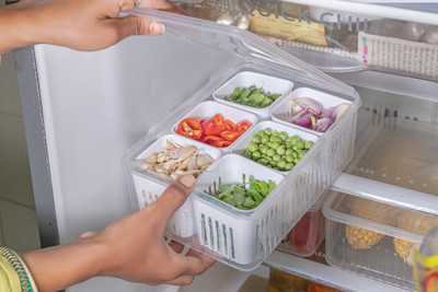 GoKharidi Plastic Fridge Container  - 1000 ml(White)