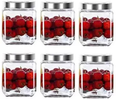 CROCO JAR Glass Grocery Container  - 600 ml(Pack of 6, Clear)