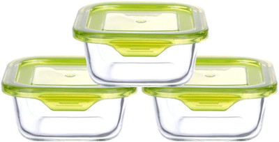 Cutting EDGE Glass Fridge Container  - 800 ml(Pack of 3, Green)