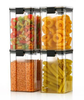 Zubix Plastic Grocery Container  - 1100 ml(Pack of 4, Multicolor)