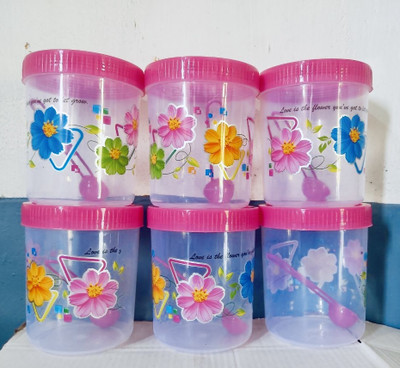 Maaa Store Plastic Grocery Container  - 1100 ml(Pack of 6, Red)