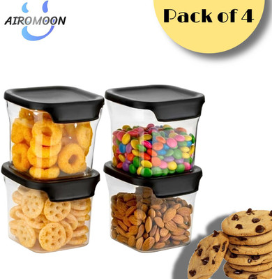 AIROMOON Plastic Grocery Container  - 600 ml(Pack of 4, Black)