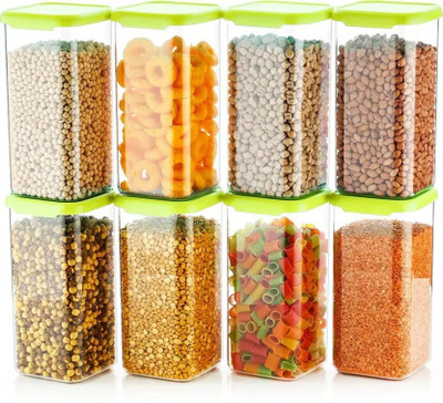 BENNUR 7 Plastic Grocery Container  - 1500 ml(Pack of 8, Green)