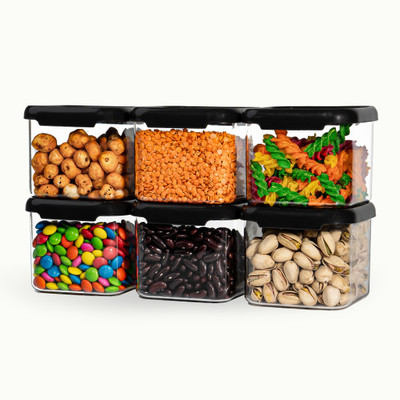 TEX-RO Polypropylene Grocery Container  - 500 ml(Pack of 6, Black)