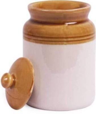 GREATZON ENTERPRISE Ceramic Grocery Container  - 700 ml(Brown, White)