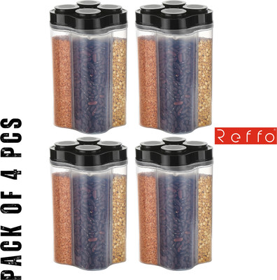 Reffo Plastic Grocery Container  - 2500 ml(Pack of 4, Black)