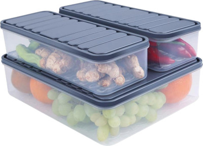 HIRAPARA Plastic Fridge Container  - 2500 ml, 1200 ml, 1200 ml(Pack of 3, White)