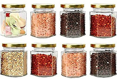MOOZIICO Glass Grocery Container  - 250 ml(Pack of 8, Clear)