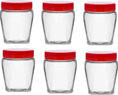 CROCO JAR Glass Grocery Container  - 300 ml(Pack of 6, Clear)