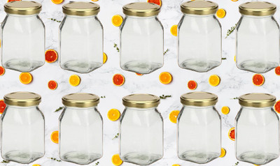 AFAST Glass Grocery Container  - 400 ml(Pack of 10, Clear)
