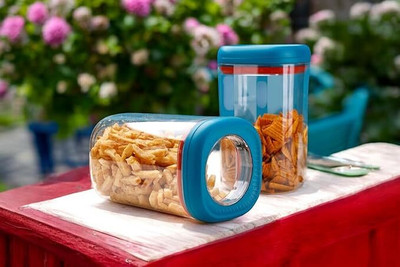 GL ENTERPRISES Plastic Grocery Container  - 1200 ml(Pack of 2, Blue)