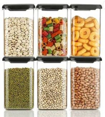 orsale plastic Plastic Grocery Container  - 1100 ml(Pack of 6, Black)