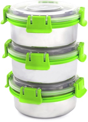POGON Stainless Steel Utility Container  - 425 ml(Pack of 3, Green)