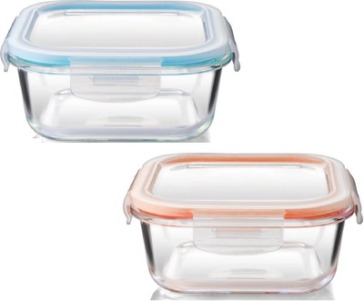 IndusBay Glass Utility Container  - 1100 ml(Pack of 2, Multicolor)