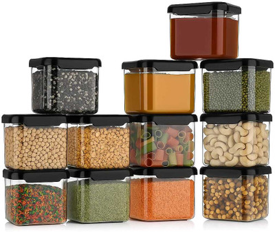 sonia enterprise Plastic Grocery Container  - 500 ml(Pack of 6, Black)