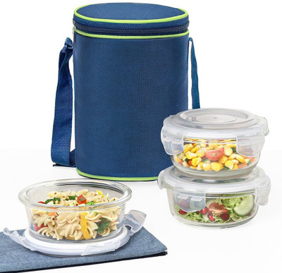 Starcom Glass Utility Container  - 400 ml(Pack of 3, Off White)