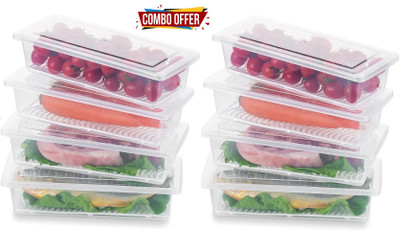 STARKENDY Plastic Fridge Container  - 1500 ml(Pack of 8, Clear)