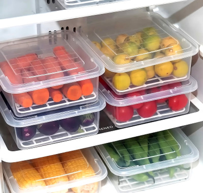 Craftbin Plastic Fridge Container  - 2400 ml(Pack of 6, Clear)