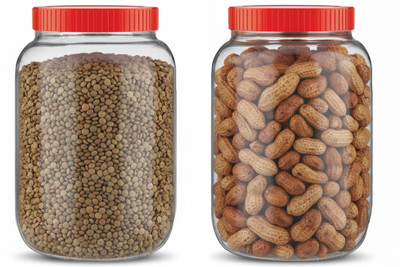 AAnami Glass Pickle Jar  - 3000 ml(Pack of 2, Red)