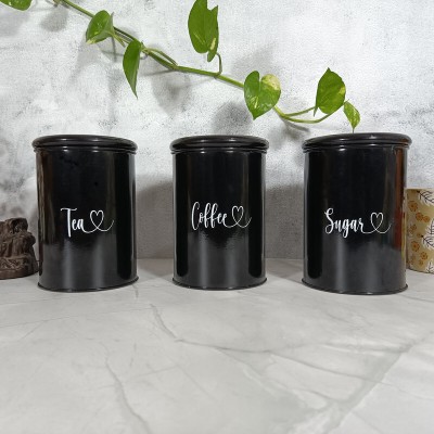 indilotus Steel Tea Coffee & Sugar Container  - 800 ml(Black)