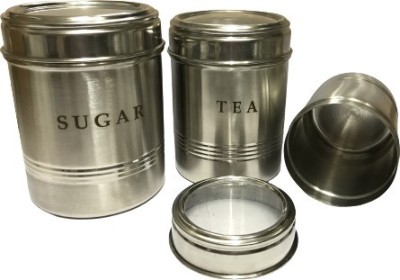 Dynore Steel Tea Coffee & Sugar Container  - 1000 ml, 750 ml, 500 ml(Pack of 3, Silver)