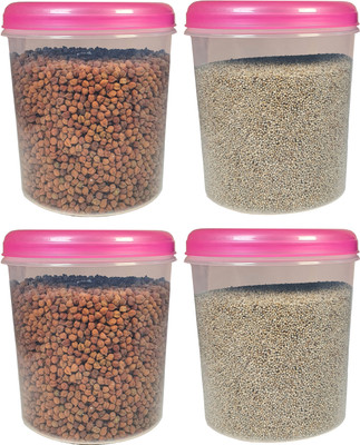 AK HUB Plastic Grocery Container  - 5000 ml(Pack of 4, Pink)