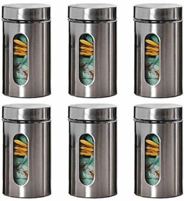 Femora Glass Grocery Container  - 1000 ml(Pack of 6, Clear, Silver)