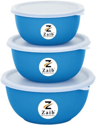 Zaib Steel Fridge Container  - 1250 ml, 750 ml, 500 ml(Pack of 3, Blue)